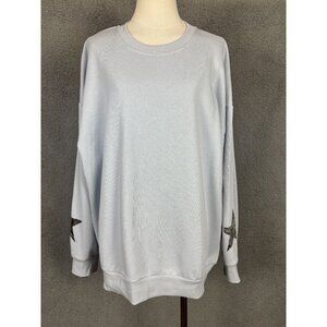 Self Esteem Juniors Women's Star Power Cozy Fleece Lined Sweatshirt Blue XL NWT